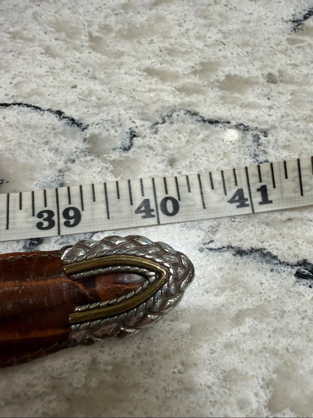 Brighton Vintage Brown Croc Embossed Leather Belt Silver Gold Western Buckle